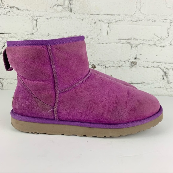 Ugg Classic Mini Purple Suede Two Tone Bootie 5854 US10 - Picture 5 of 11